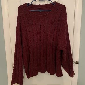 American Eagle Maroon Knit Sweater